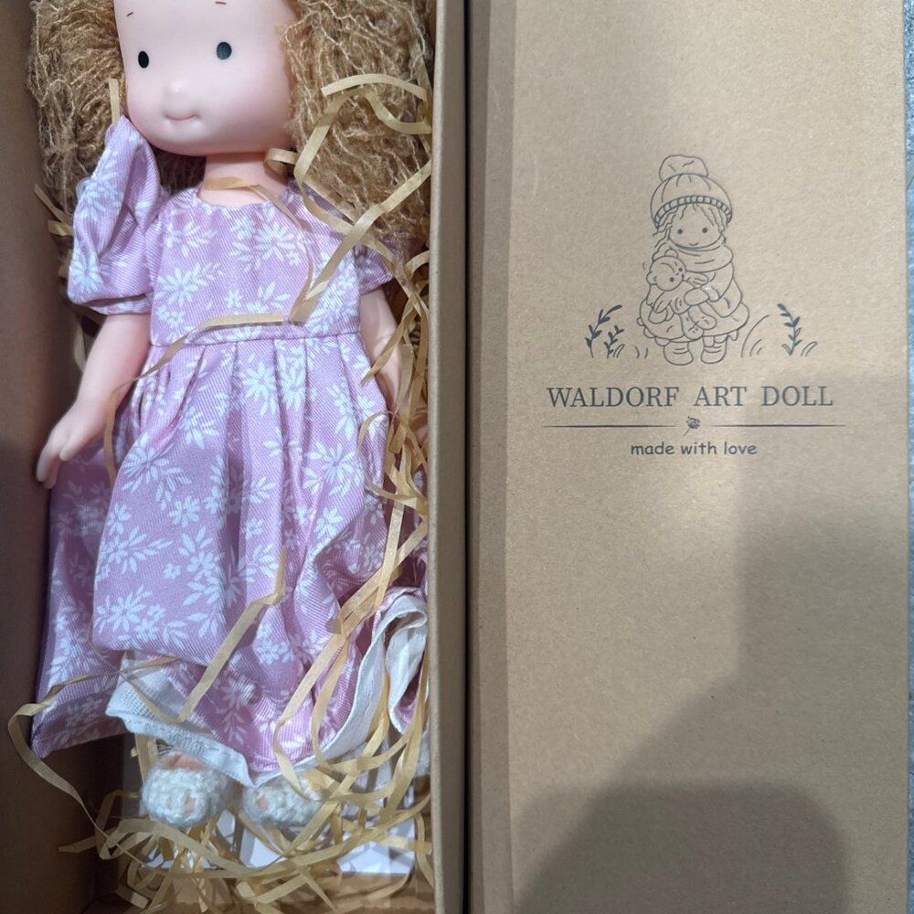 Lot of Waldorf Art Dolls (3) - Hand Made Attire - Plastic Body Soft Plush Hair